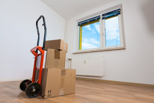 Commercial office furniture being prepared for removal