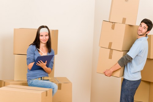 Boxes and furniture prepared for relocation in Hook